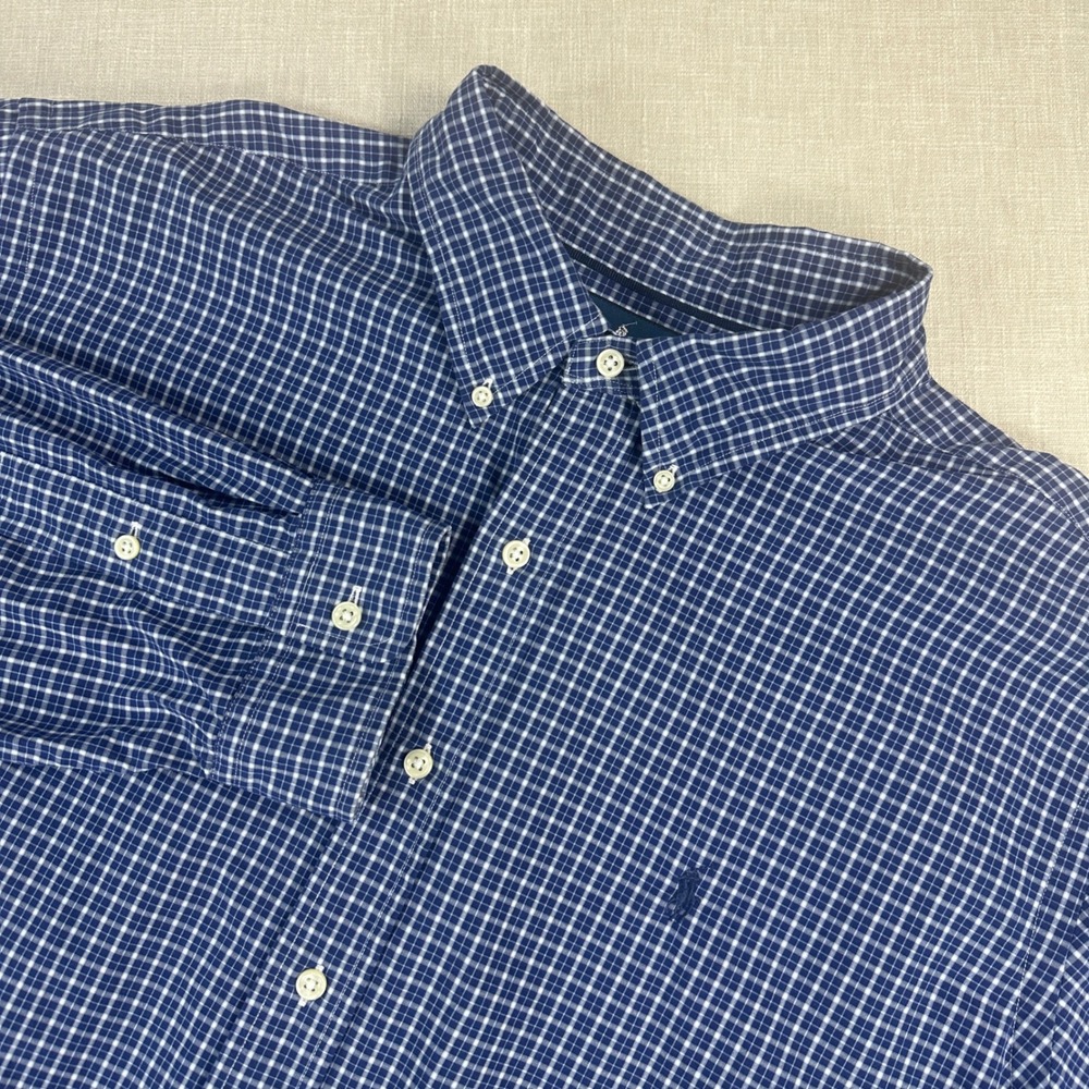 Ralph Lauren Button Down Mens XXL Blue Check Classic Fit Cotton Shirt